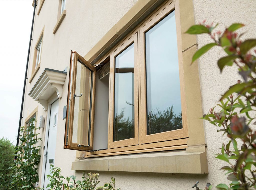 uPVC oak effect flush sash windows